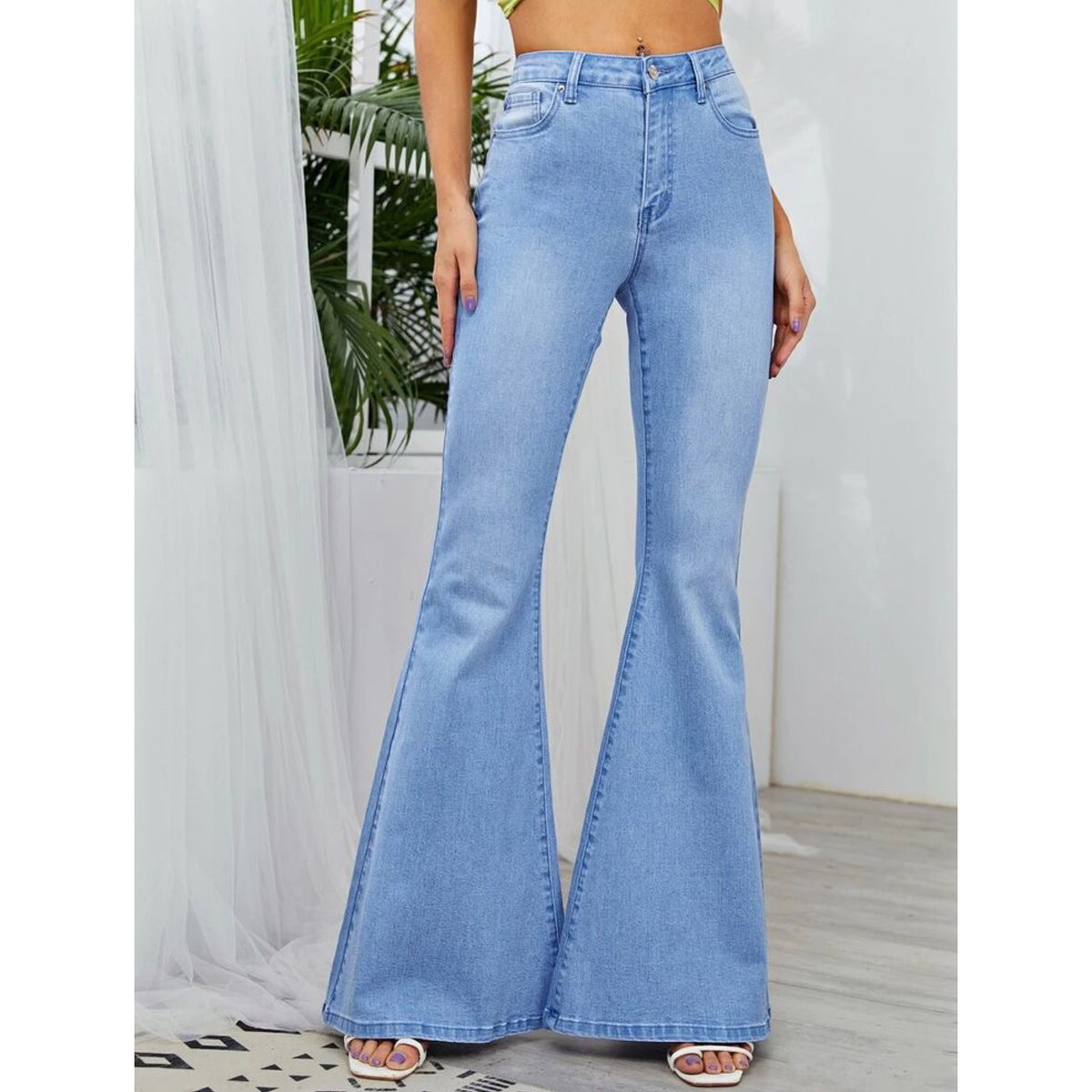 SKY BLUE BELL BOTTOM JEANS