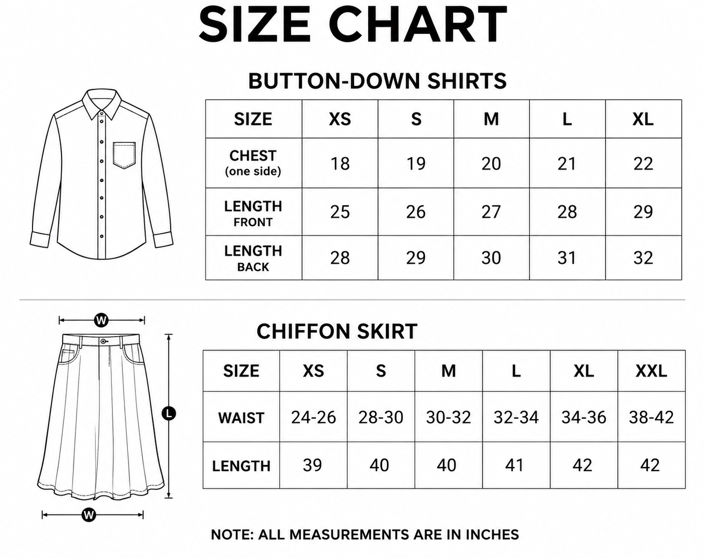 Olive Green Button Down Shirt & White Flowy Chiffon Skirt
