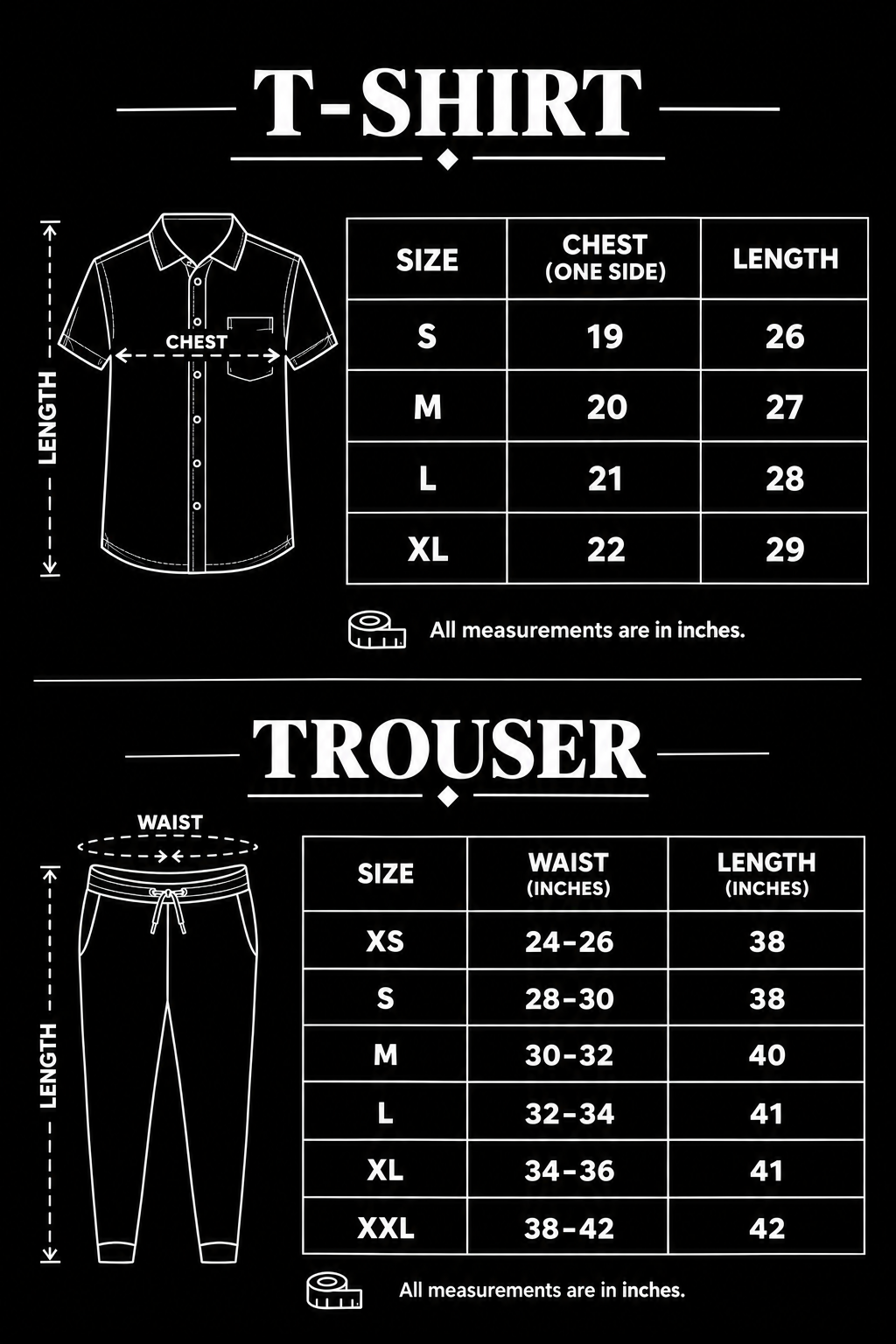 BLACK PRINTED T-SHIRT WITH BLACK TROUSER