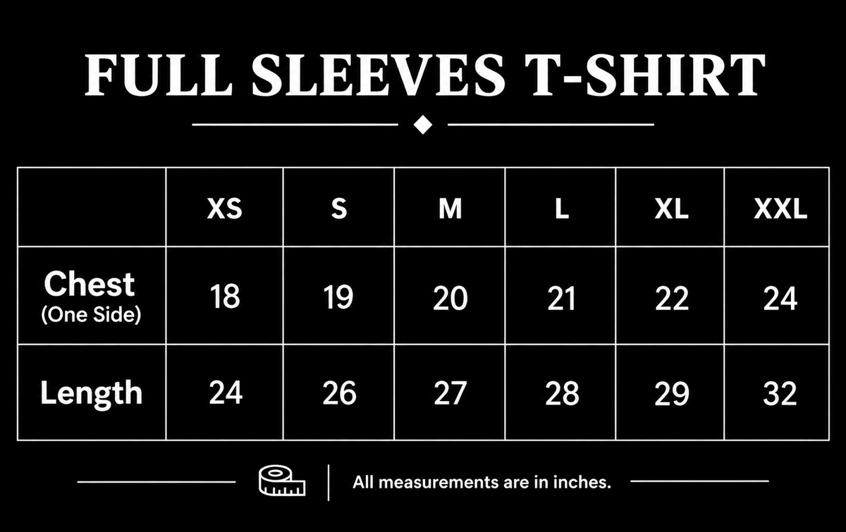 WHITE TEXT PRINTED FULL SLEEVES T-SHIRT
