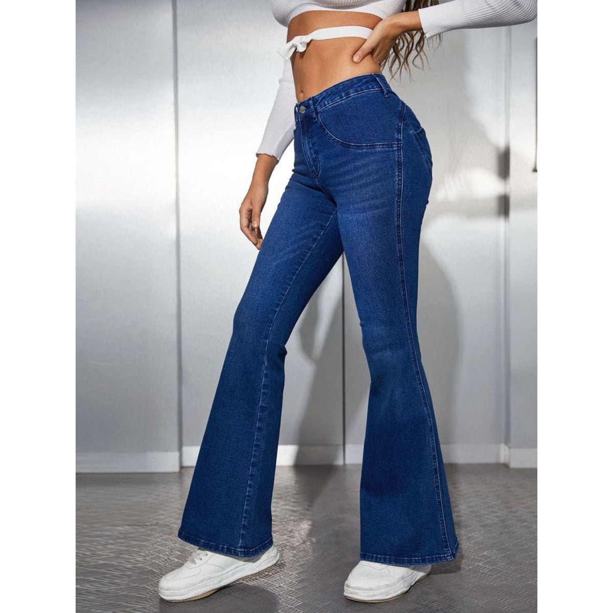DARK BLUE BELL BOTTOM JEANS