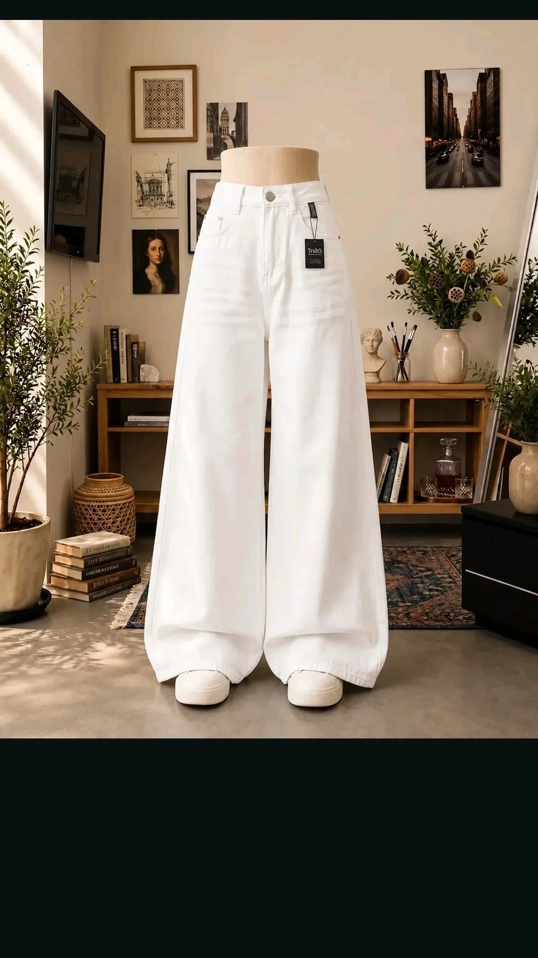 white wide leg jeans