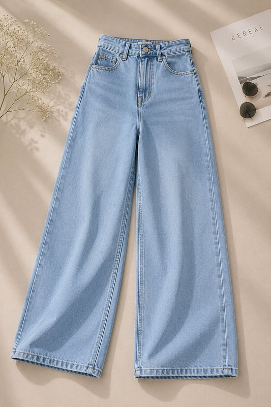 Sky Blue Wide Leg Jeans