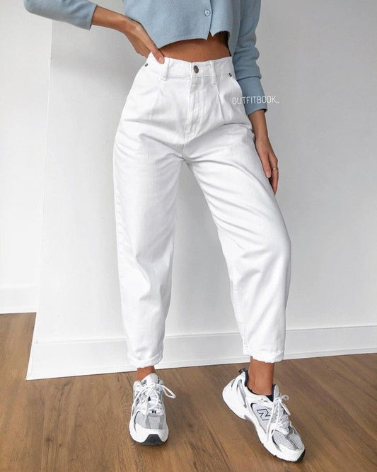 WHITE MOM JEANS