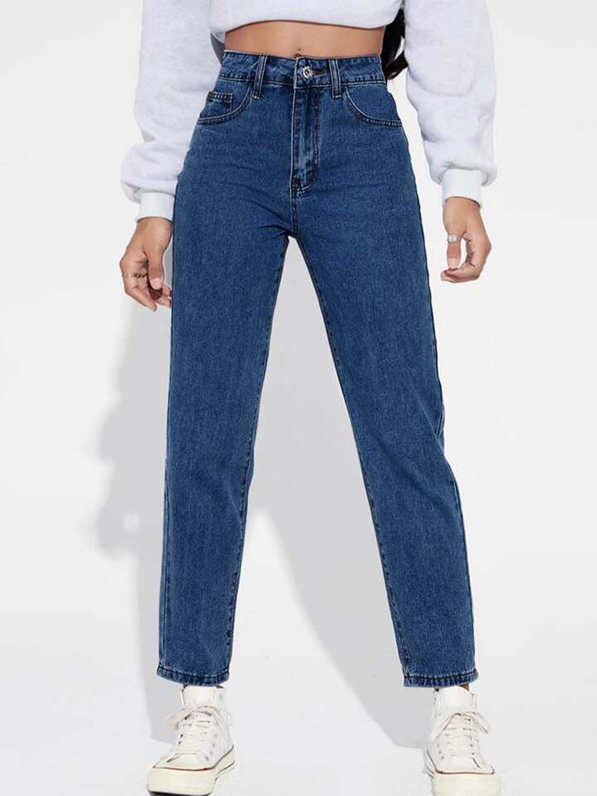 DARK BLUE MOM JEANS