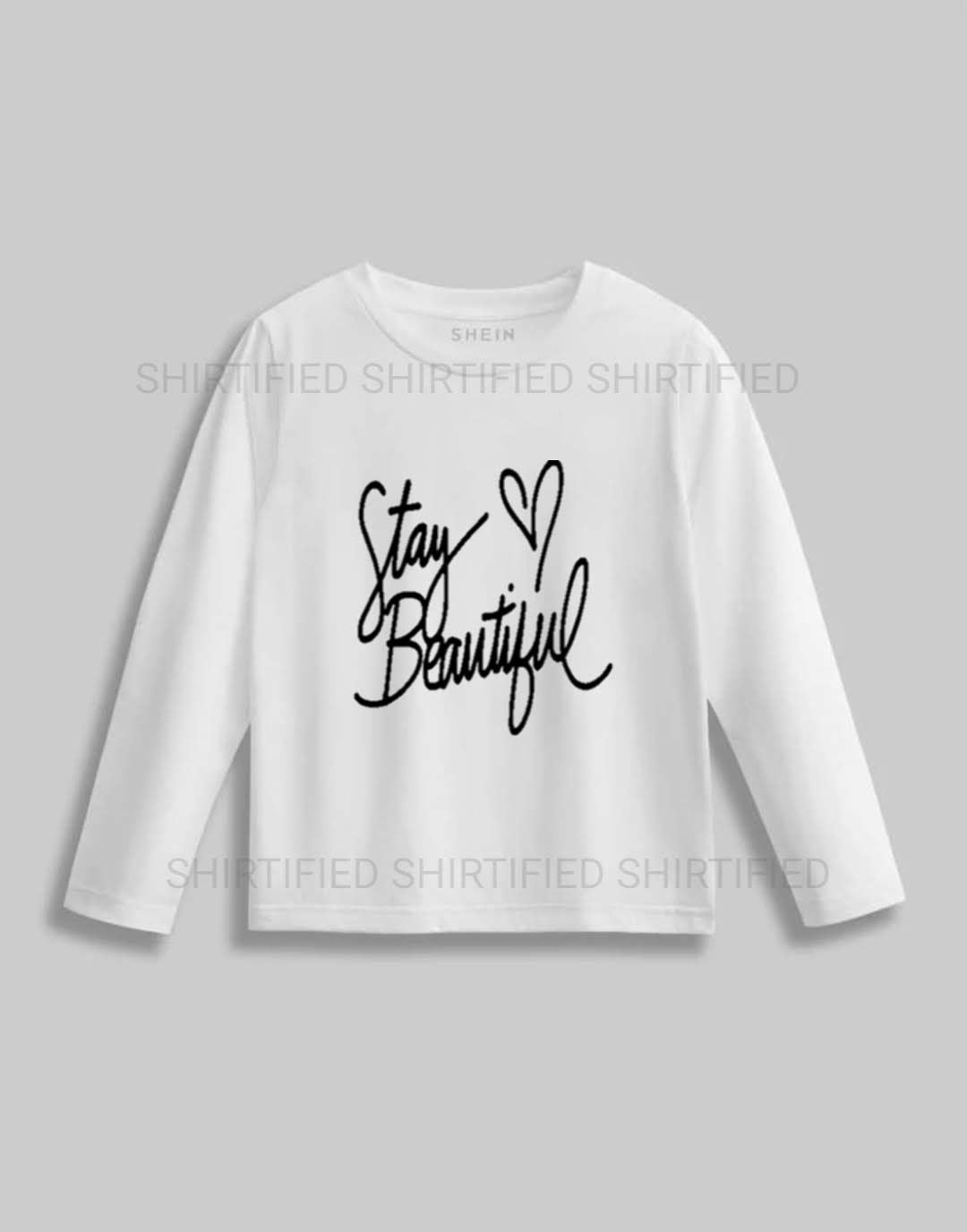 WHITE TEXT PRINTED FULL SLEEVES T-SHIRT