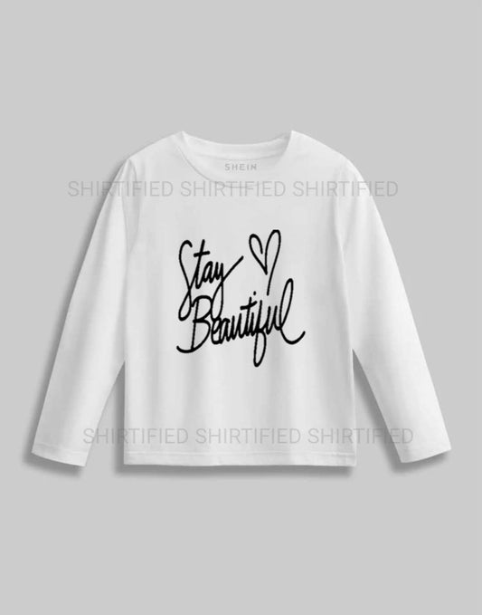 WHITE TEXT PRINTED FULL SLEEVES T-SHIRT