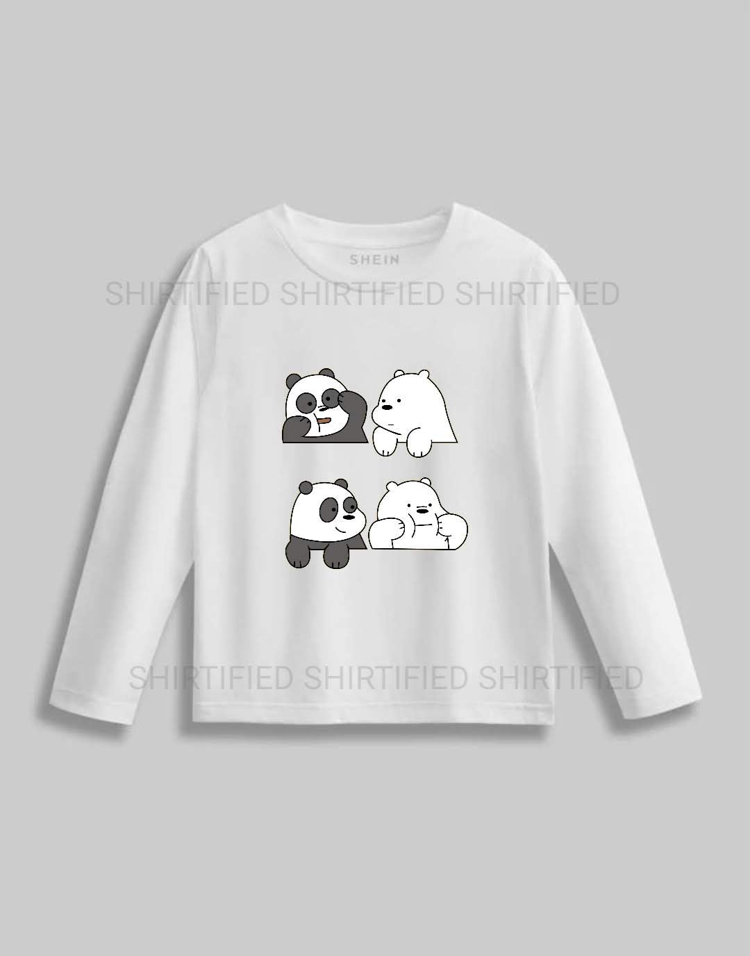 WHITE CARTOON PRINTED FULL SLEEVES T-SHIRT