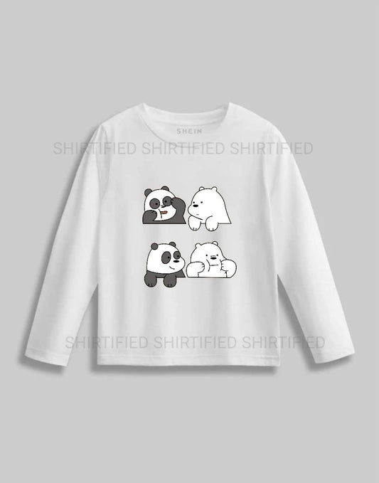 WHITE CARTOON PRINTED FULL SLEEVES T-SHIRT