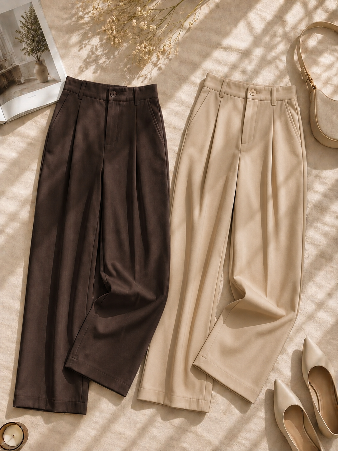 PACK OF 2 (BEIGE X BROWN) FORMAL PANTS
