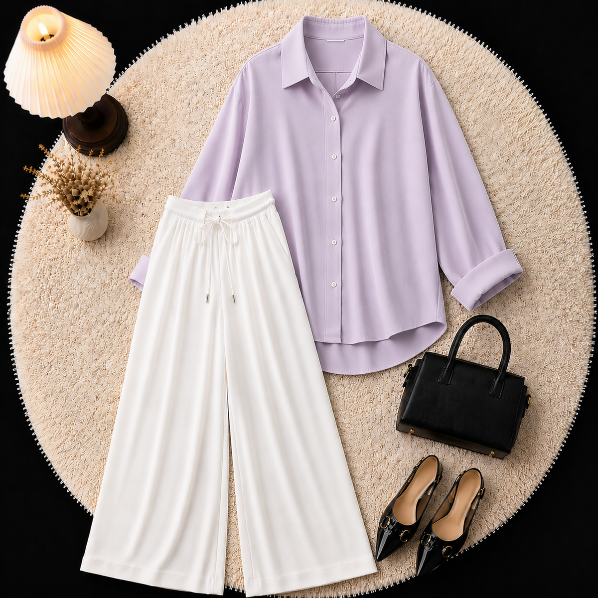 Button Down Shirt With White Flapper Trouser